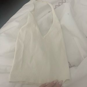 White halter crop top